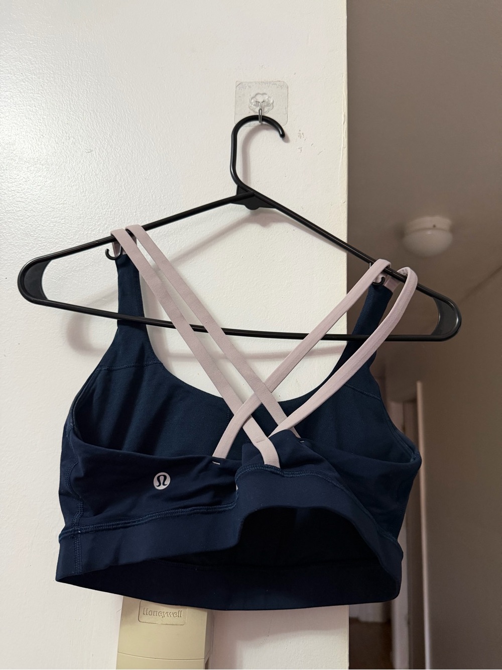 lululemon athletica Navy Sports Bra with Blush Cross-Back Straps